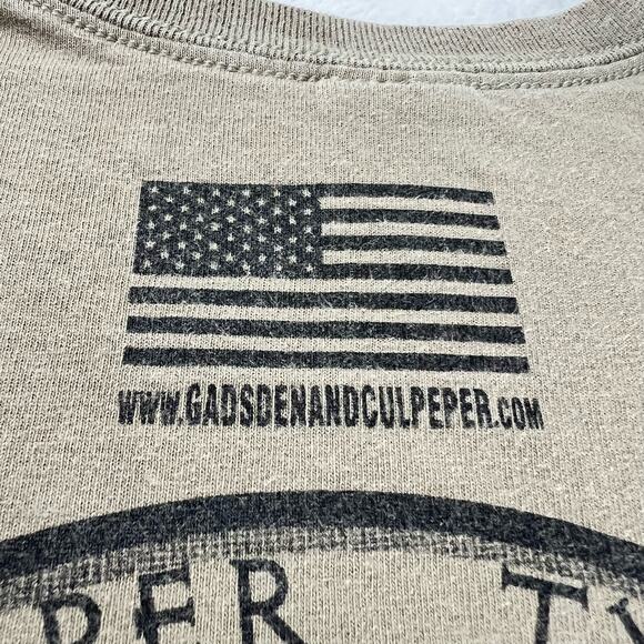 Sic Semper Tyrannis military T-shirt men’s size XL Gildan Tag USA flag beige - Picture 8 of 8